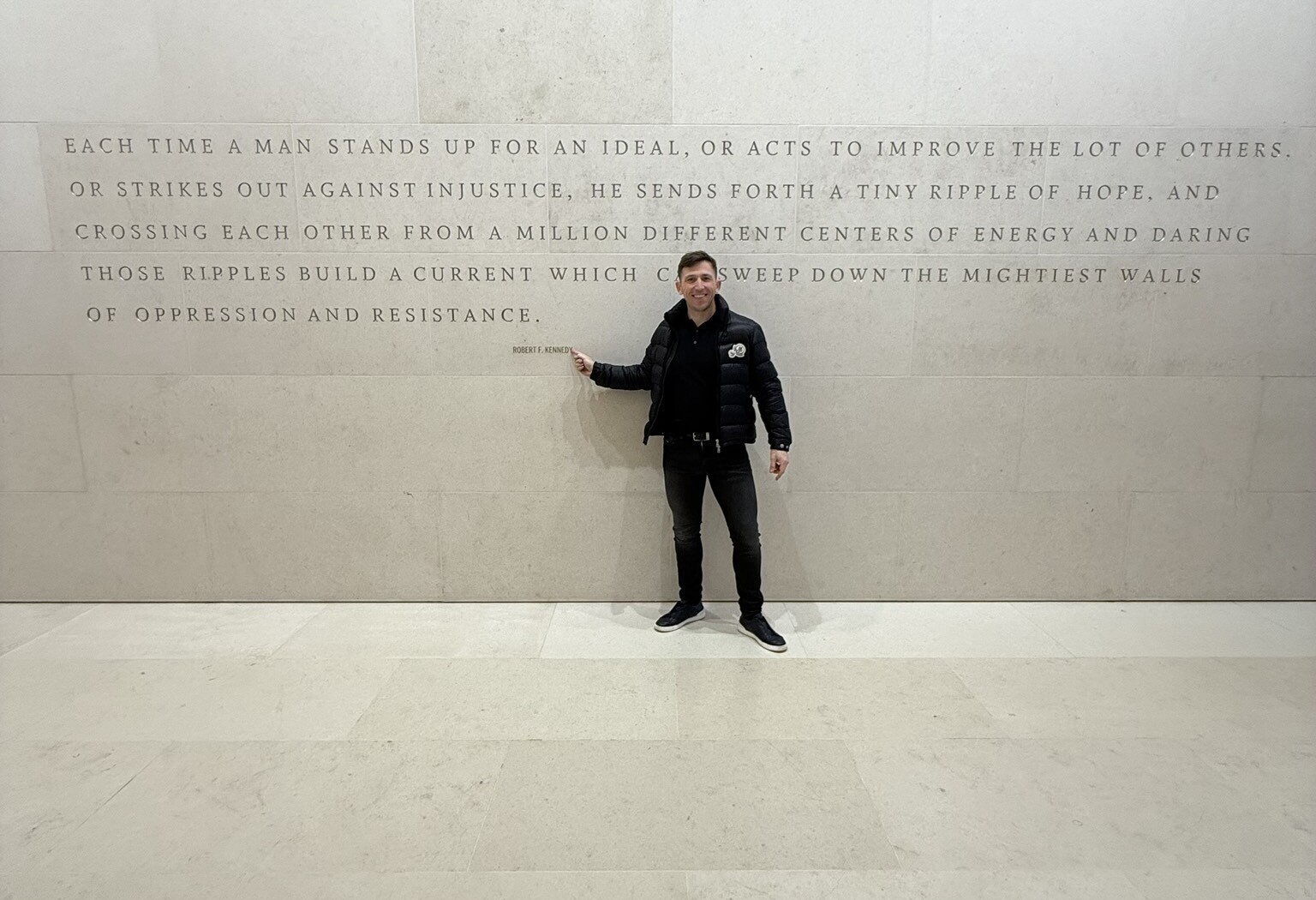 Gary Andrew Rhodes beside Robert F. Kennedy's Ripple of Hope quote